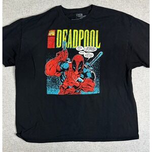 Marvel Deadpool Comic Graphic T-Shirt Mens 2XL Black Short Sleeve Crew Neck Tee